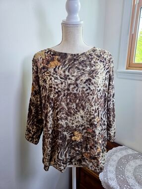 Vintage Y2K Dana Buchman Beaded Butterfly Mesh Top